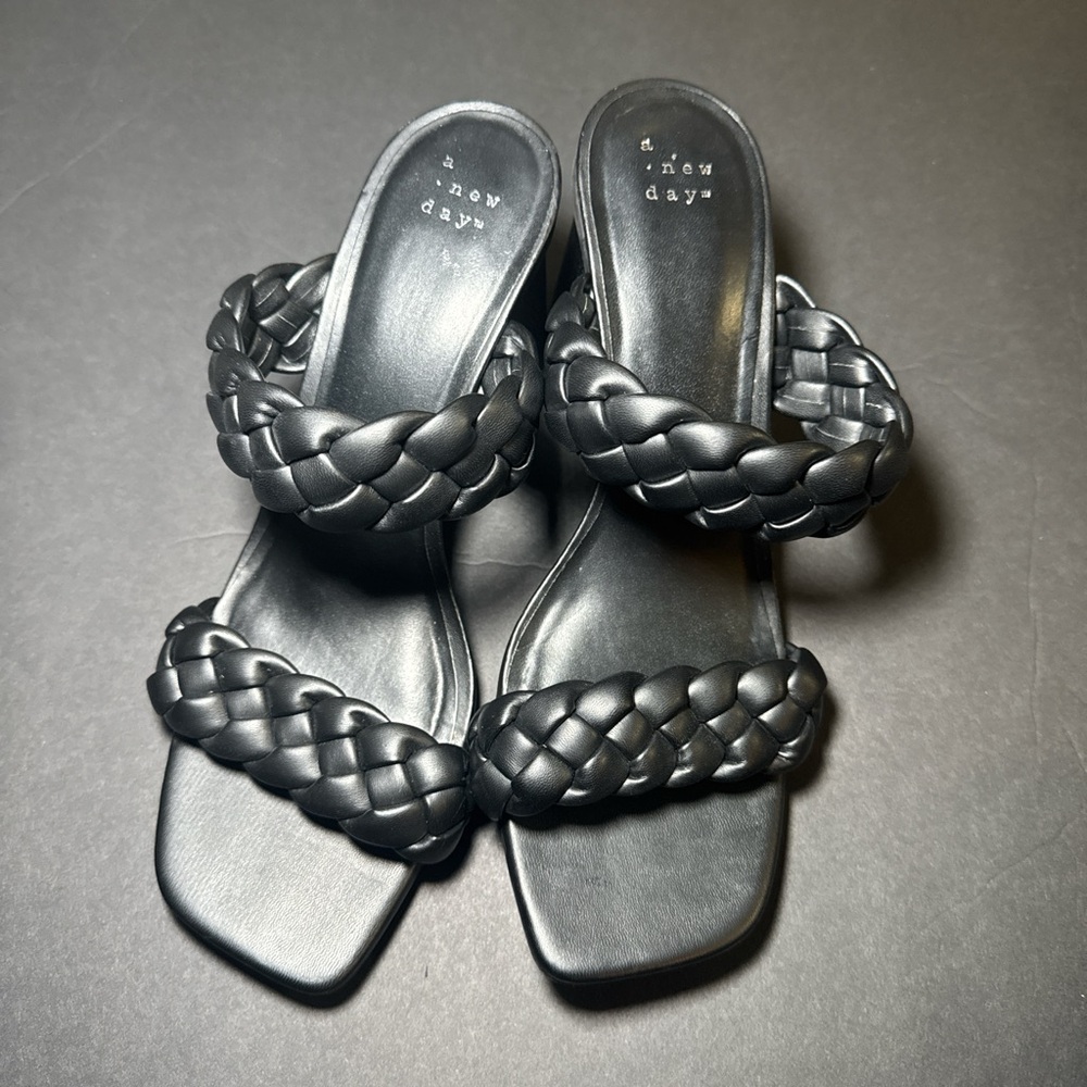 A New Day Black Sandals with Braided Straps